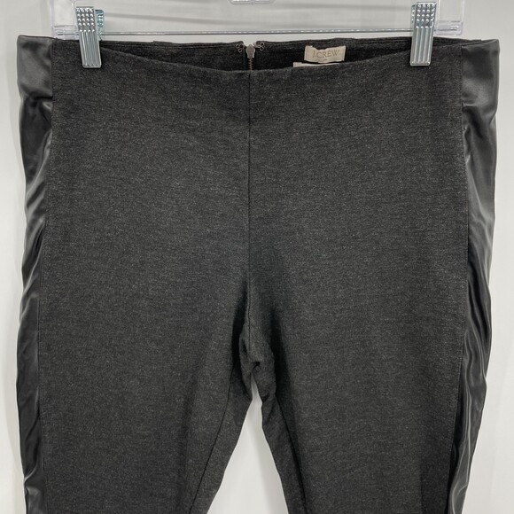 J. CREW The Gigi Pant Gray Black Vegan Faux Leather Strip Stretch Pants Size 12 - Picture 3 of 7